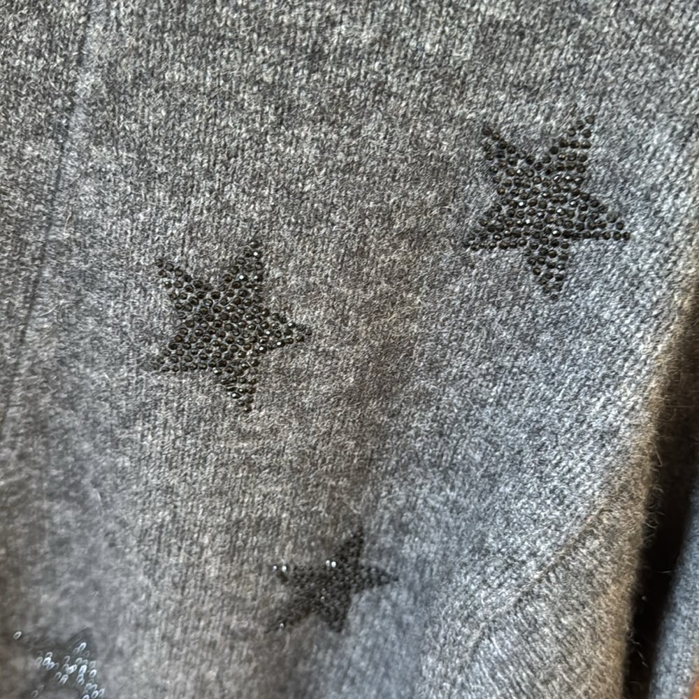 ZADIG & VOLITAIRE Mirka 100% Cashmere Gray Crystal Star Cardigan - Picture 3 of 7